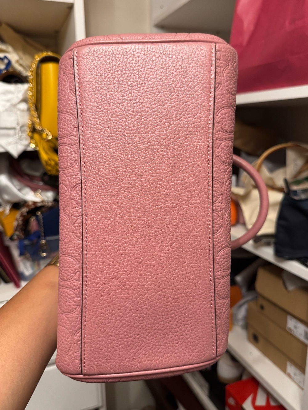 Coach Pink Pebbled Leather Satchel with Coin Pouch - Gold Hardware - Picture 6 of 13